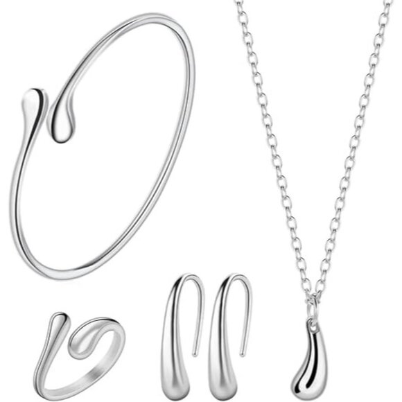 NEW 925 Sterling Silver Jewelry Set for Women Teardrop Pendant Necklace … - Picture 4 of 6